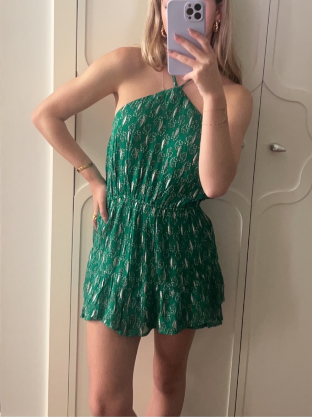 Brownie Green Printed Halter Mini Dress